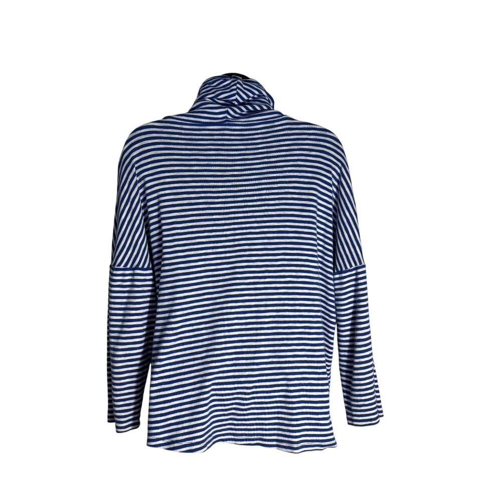 Jones New York Blue & White Striped Cowl Neck Long Sleeve Top M - Picture 3 of 8